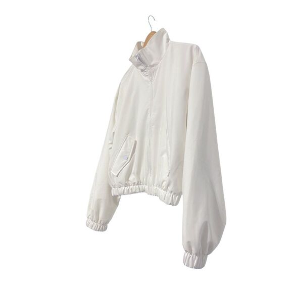 Abercrombie & Fitch Traveler Bomber White Full Zip Jacket Size Medium - Picture 2 of 9